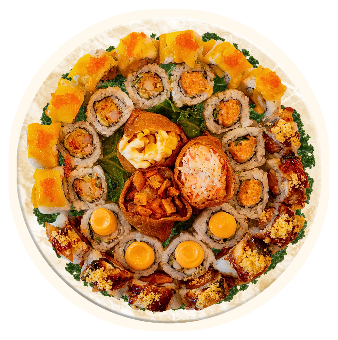 Kinjo Roll Platter presented on its complete tray