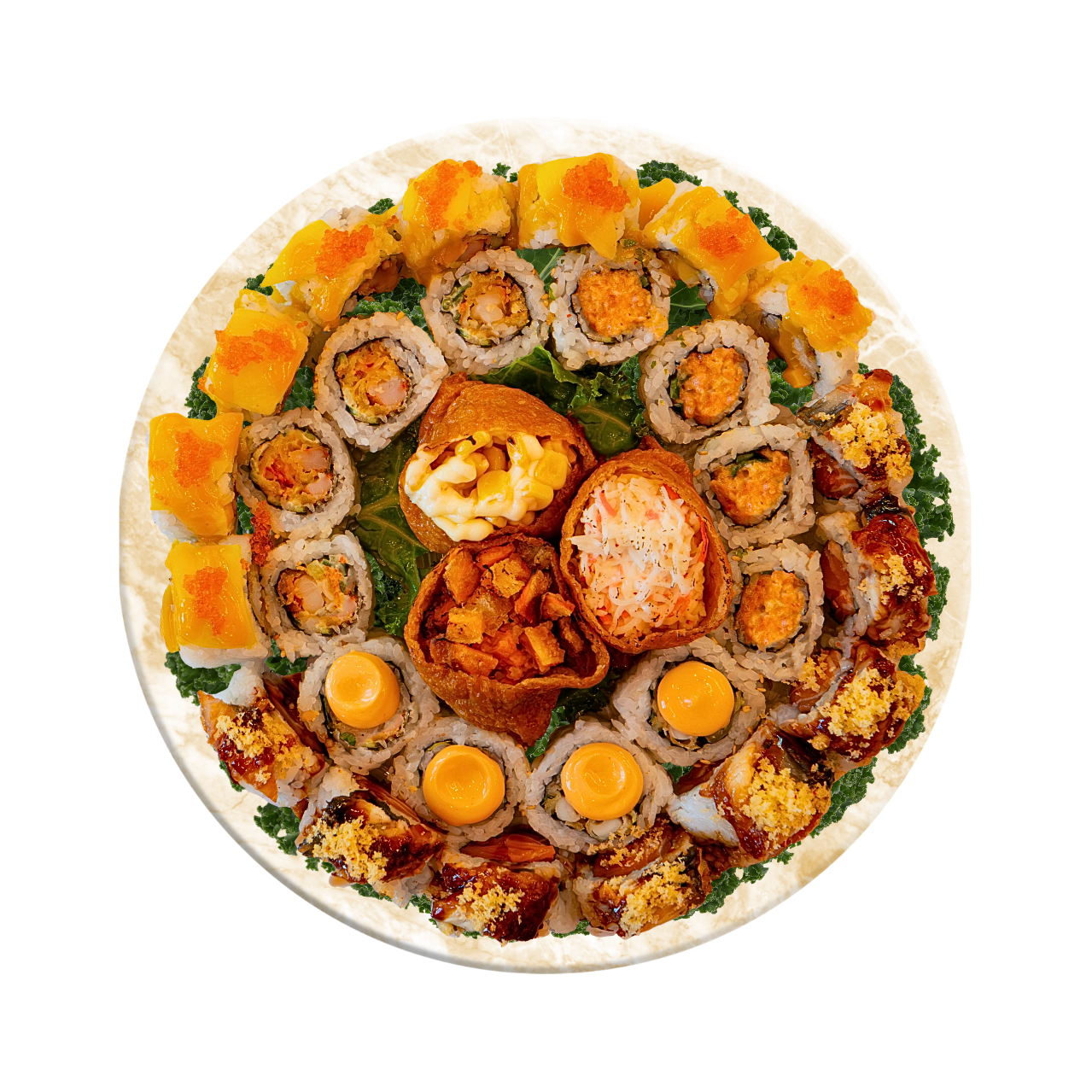 31-piece Roll Platter presented on its tray